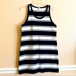 J. Crew Cotton Tank Dress Racer Back Navy + White